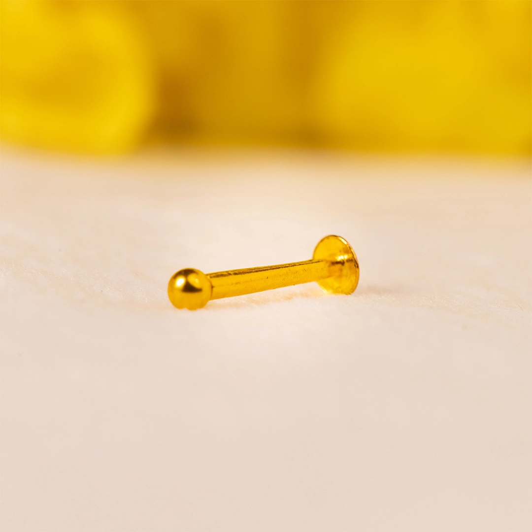 Simple Plain Gold Ball Nosepin - Image 2